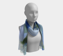 Load image into Gallery viewer, Misty Blue Long Silk Scarf
