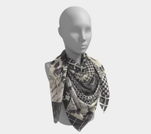 Load image into Gallery viewer, Black & White Square Silk Scarf
