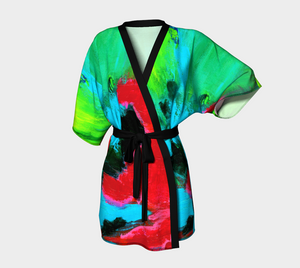 Magenta Tide Silk Kimono Robe - Short Style