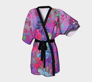 Summer Splendour Silk Kimono Robe - Short Style