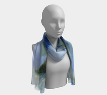 Load image into Gallery viewer, Misty Blue Long Silk Scarf
