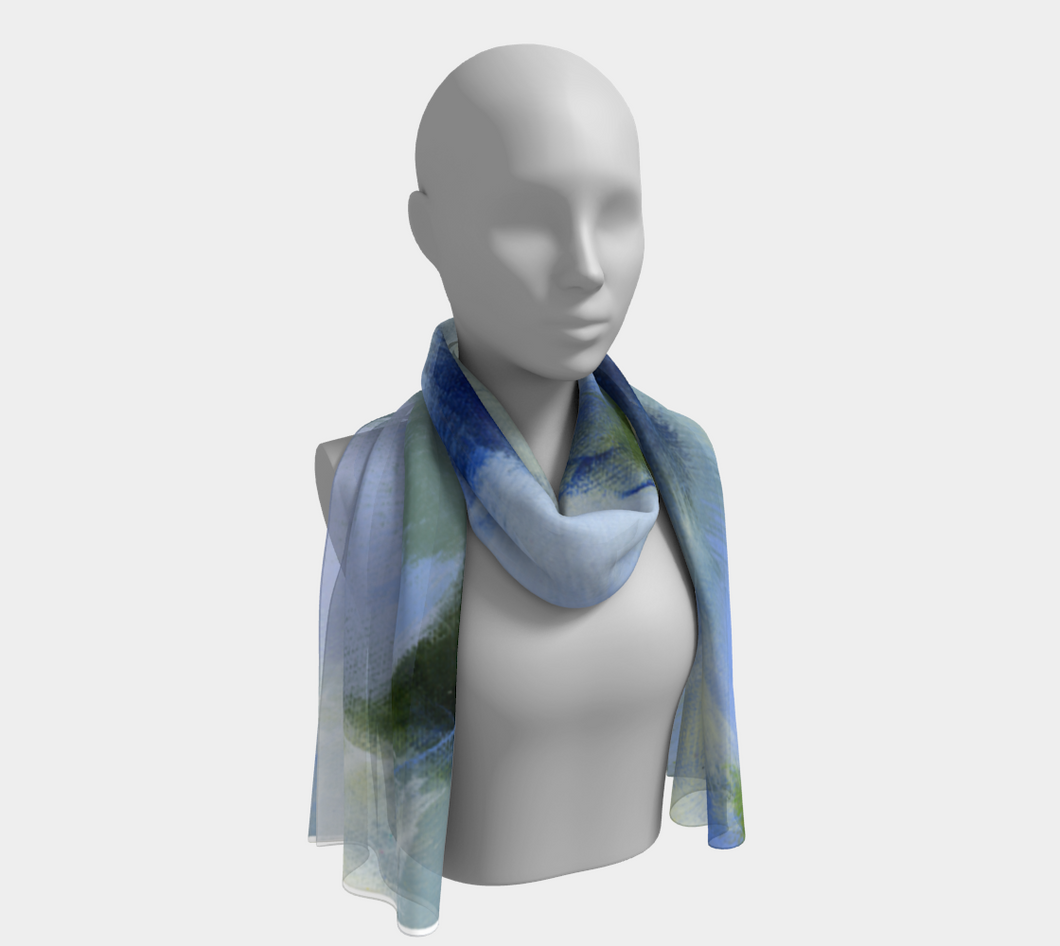 Misty Blue Long Silk Scarf