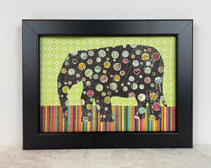 Roncy Elephant - Black and Green l 5 x 7 ins