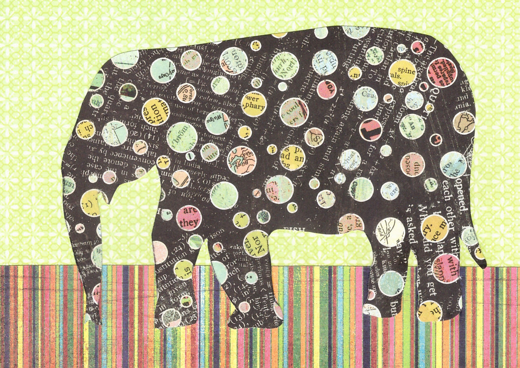 Roncy Elephant - Black and Green l 5 x 7 ins