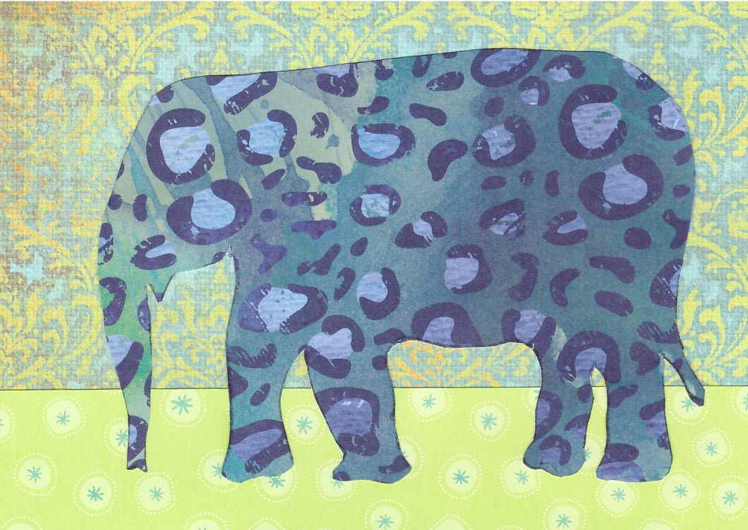 Roncy Elephant - Dark Blue l 5 x 7 ins